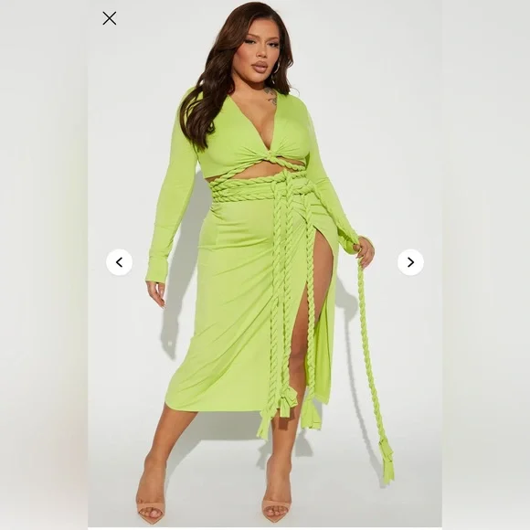 Fashion Nova | Dresses | Fashion Nova Reina Rope Skirt Set Lime Size X New  | Poshmark